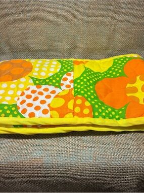 Handmade Bright Retro Flowers 2 hand pot holders - Yellow Orange Green